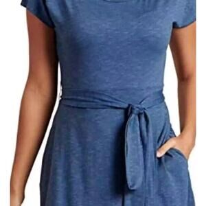 Toad & Co Cap Sleeve Pullover Cue Wrap Tie Waist Stretch Dress Size Large NWT